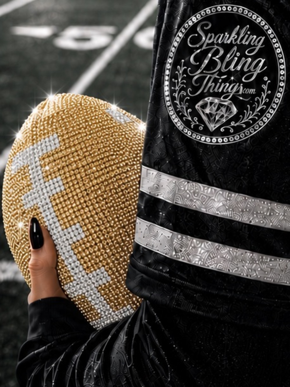NWT Football Clutch Purse Sparkling Bling Swarovski Crystal Bag Super Bowl +Gift